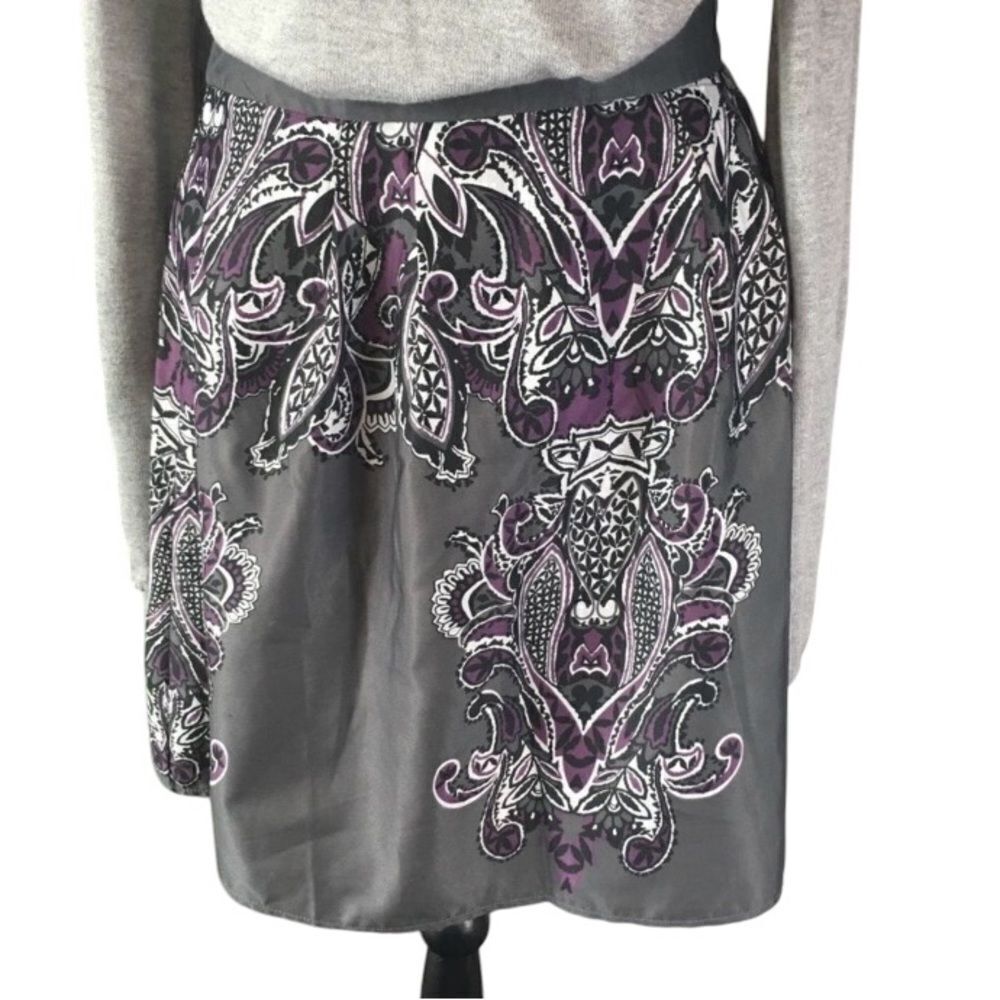 #118 SILK LOOK PLUM AND GRAY SKIRT